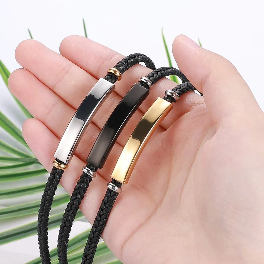 Personalized Leather Stainless Steel Fashion Bracelet