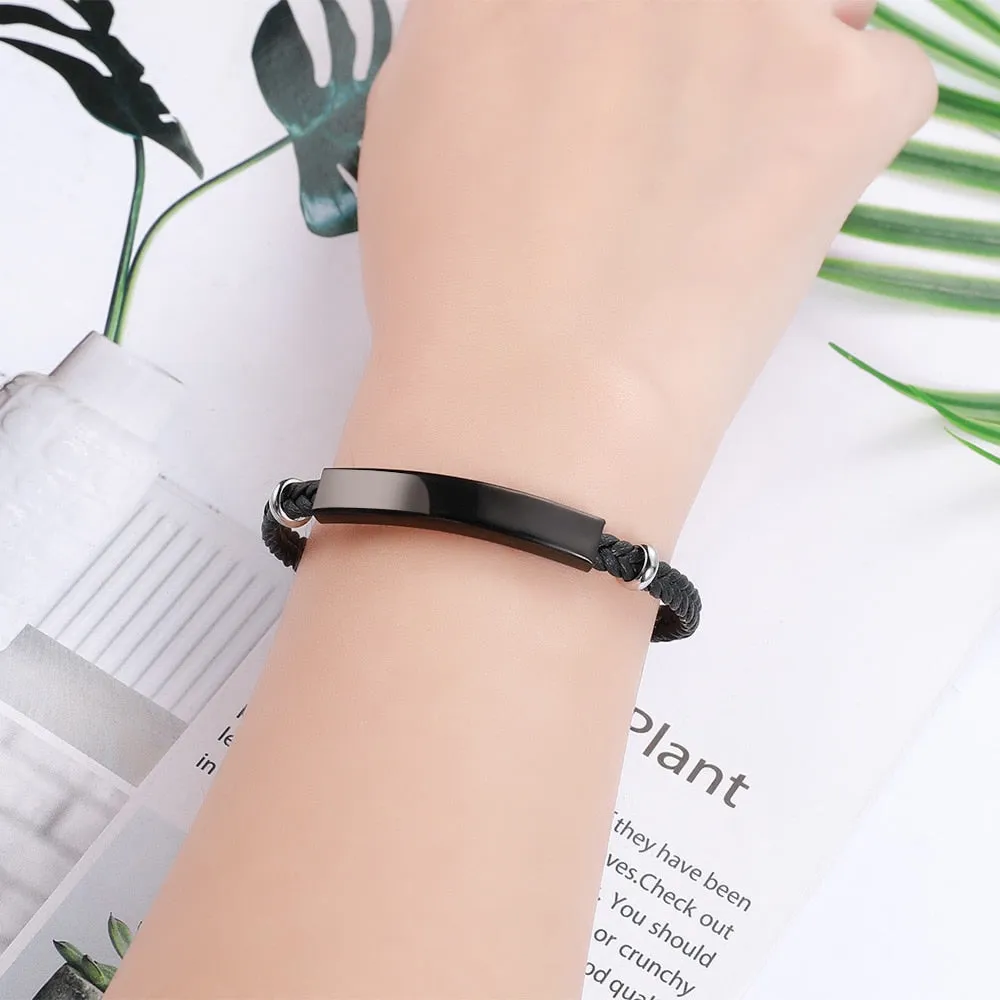 Personalized Leather Stainless Steel Fashion Bracelet