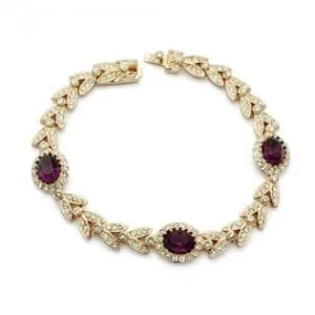 Purple Austrian Crystal Rose Gold Plated Bracelet-M H W ACCESSORIES