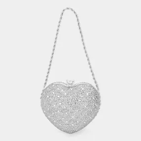 Silver Bling Heart Evening / Clutch Bag-M H W ACCESSORIES