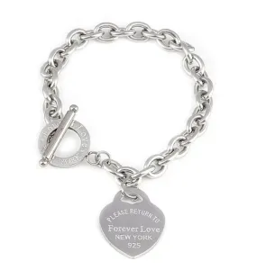 Stainless Steel  Forever & Love Heart Bracelet