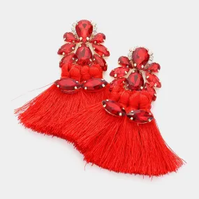 Teardrop Marquise Stone Fringe Earring-M H W ACCESSORIES