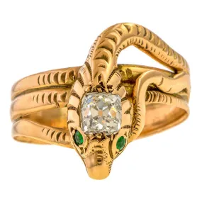 Vintage Diamond Snake Ring, Old Mine 0.50ct