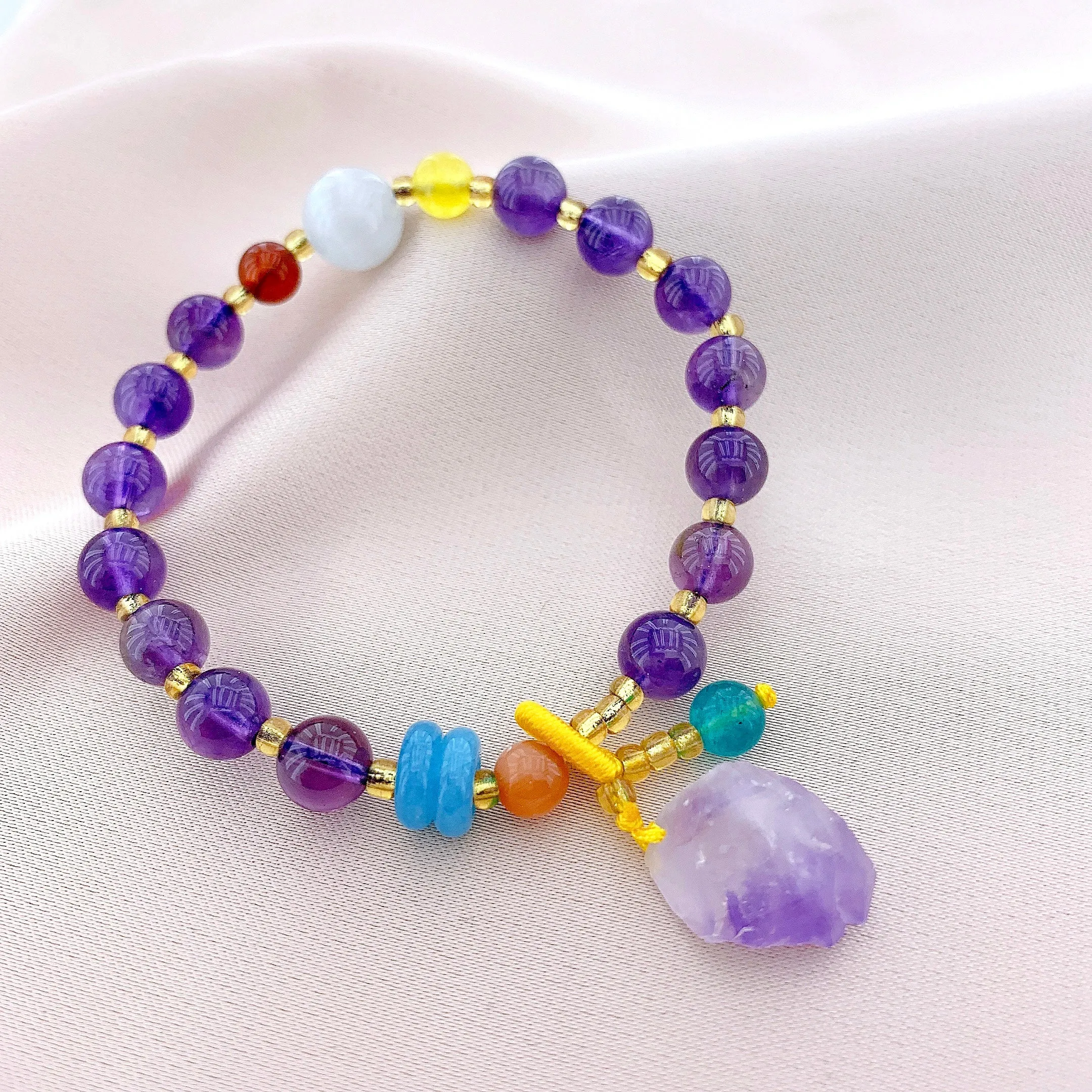 Women's Fashion Amethyst Beads Gemstone Bracelet