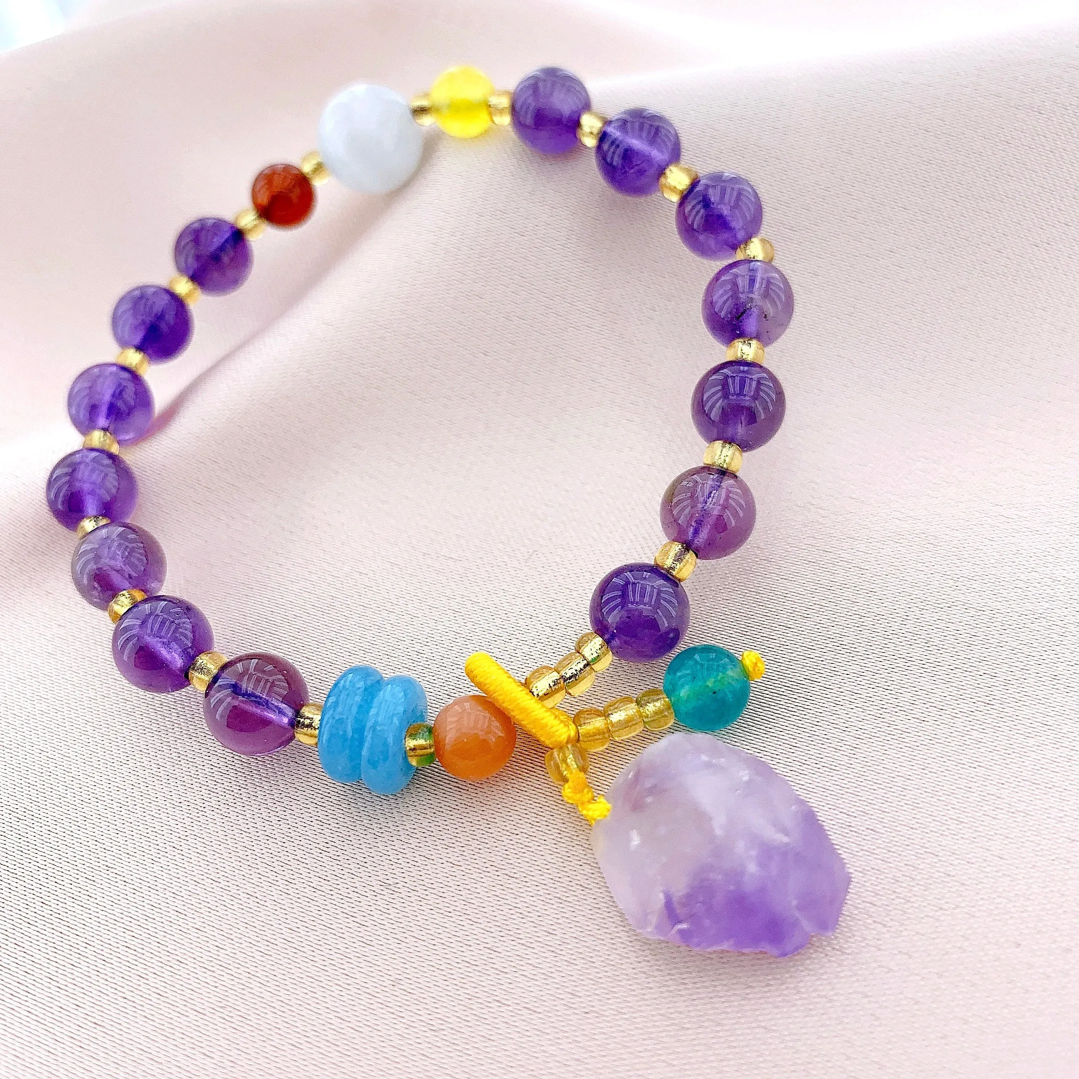 Women's Fashion Amethyst Beads Gemstone Bracelet